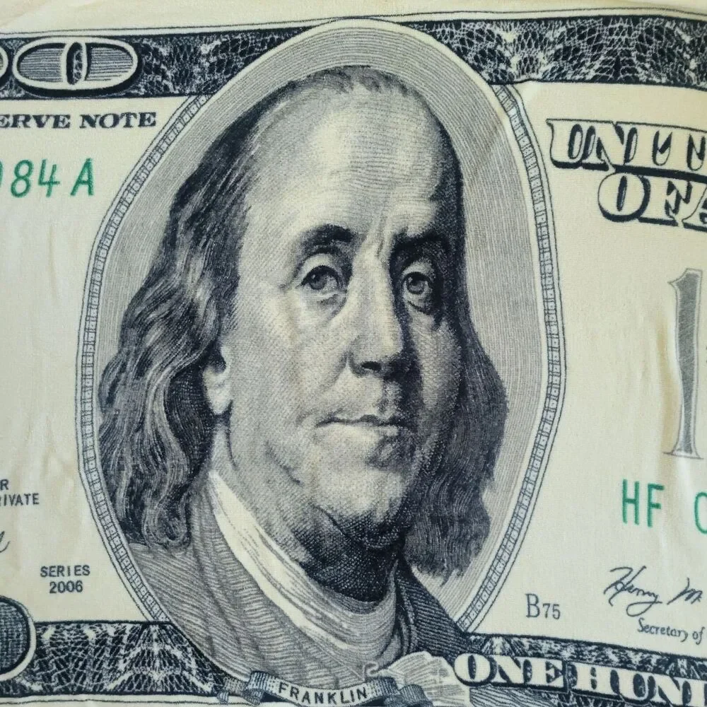 Oversized Benjamin Franklin $100 Bill Towel Beach Bath